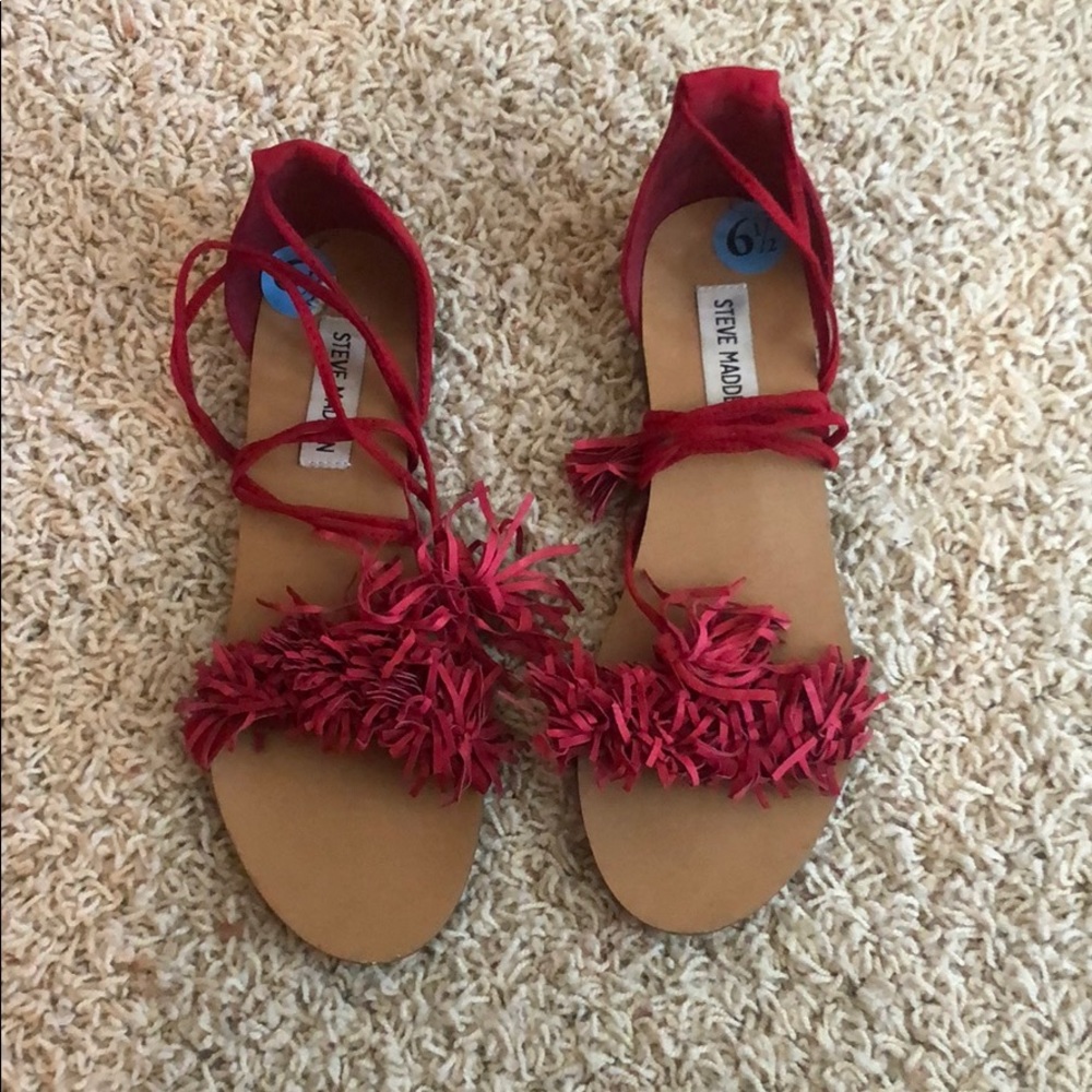 Steve Madden red wrap around sandals